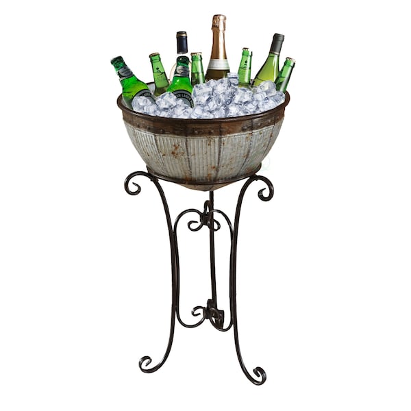 Vintiquewise Galvanized Metal Beverage Cooler Tub with Stand QI003289 - main
